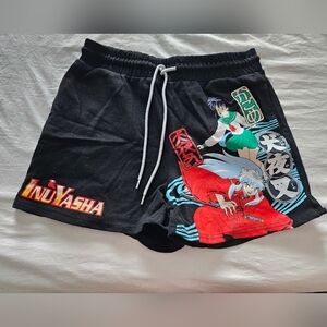 InuYasha Graphic Athletic Shorts in Black with Red Accent
